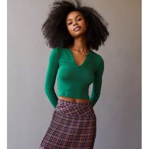 Urban Outfitters BDG Dev Notched Long Sleeve Top (small)